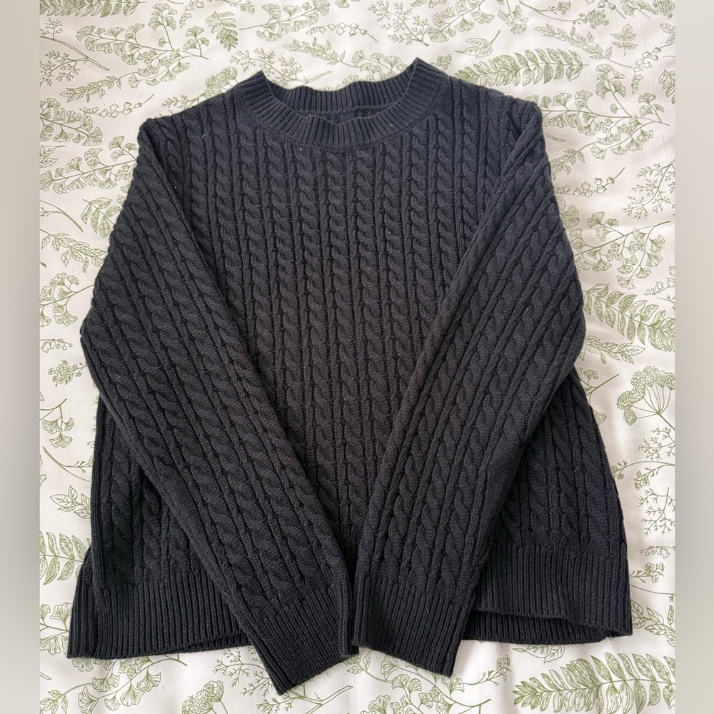Classic Black Cable Knit Sweater